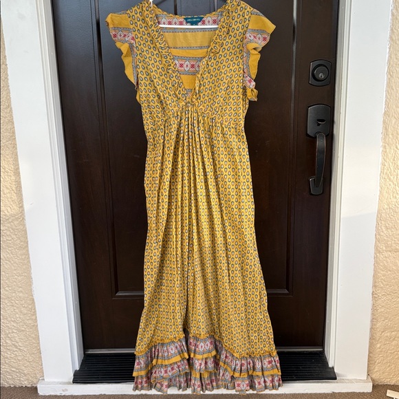 EUC April Cornell Alouette Hostess Dress Yellow Size Medium - Picture 5 of 11